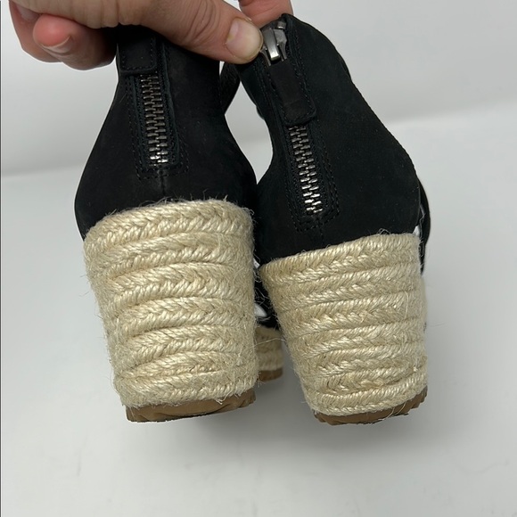 Eileen Fisher Black Wanda Tumbled Nubuck Espadrille Wedge Size 7 0052 - Picture 5 of 7